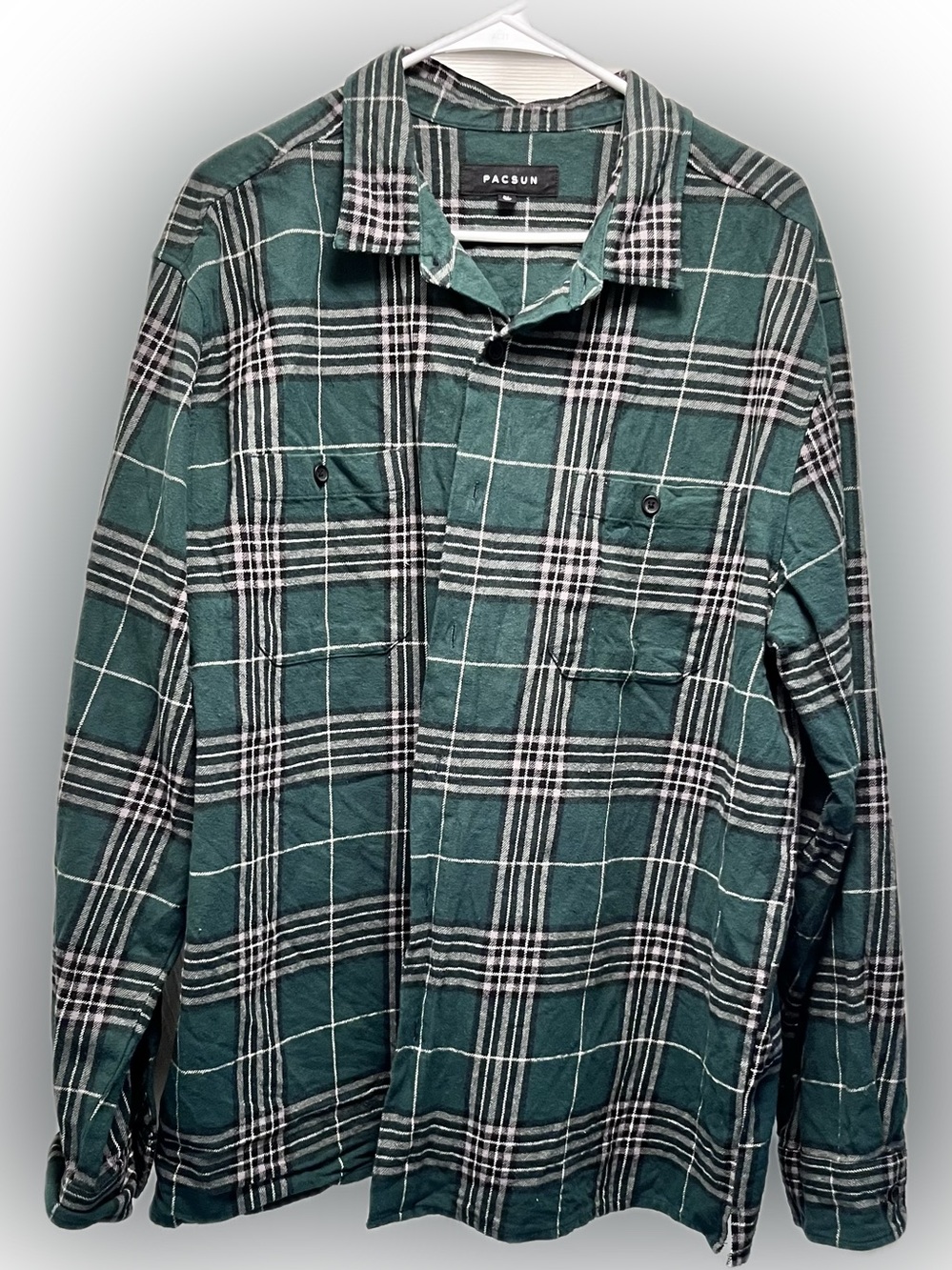 PacSun Green & Black Plaid Button-Up Shirt Jacket mint vintage button up 🆙